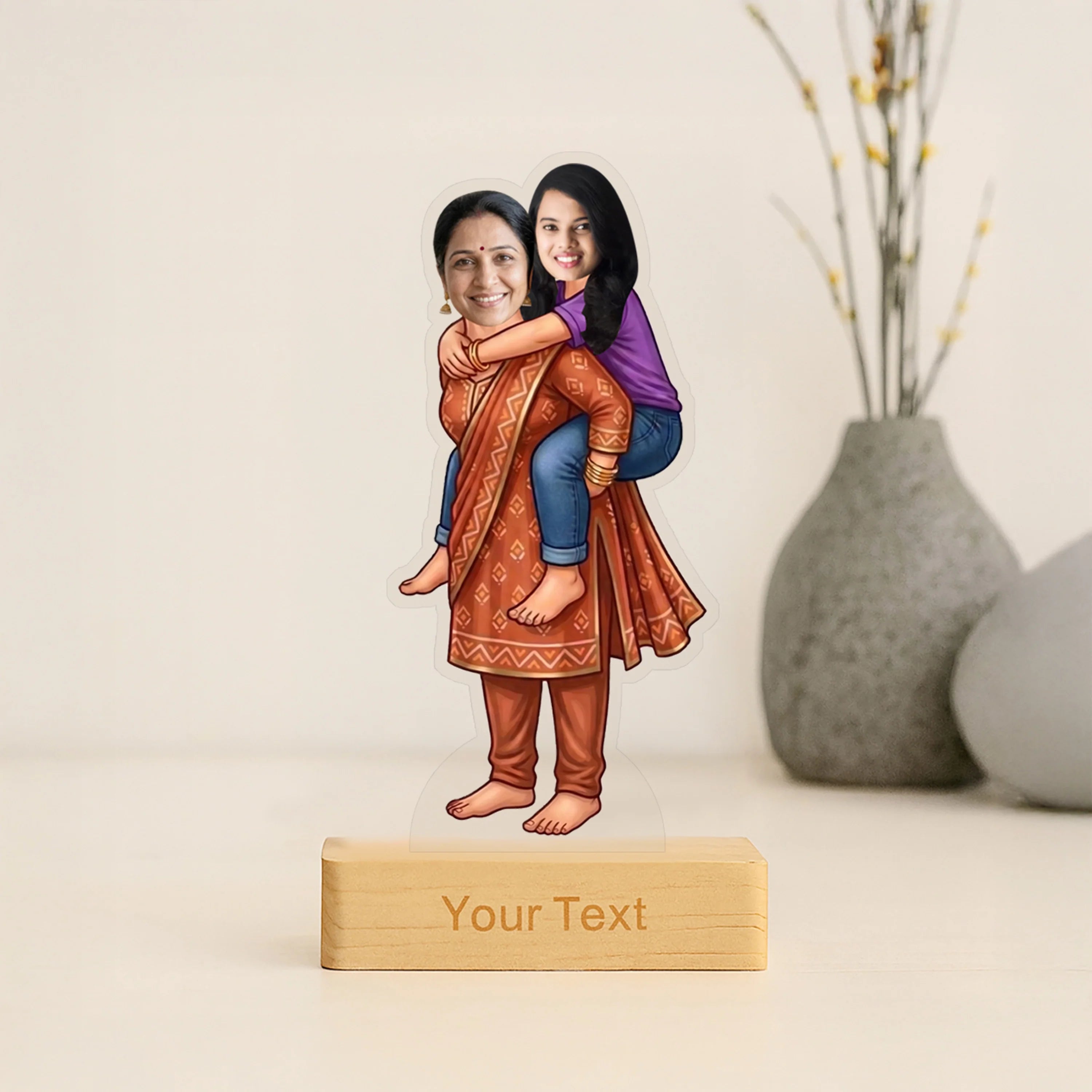Mom Piggyback Caricature